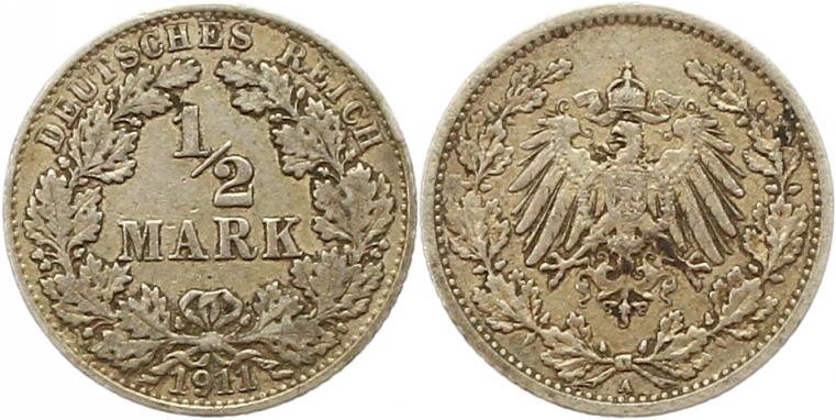  7886 Kaiserreich  1/2 Mark 1911 A   