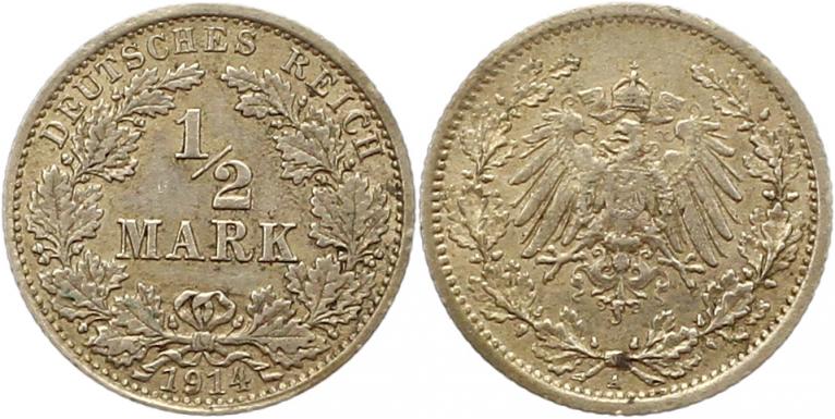  7887 Kaiserreich  1/2 Mark 1914 A   