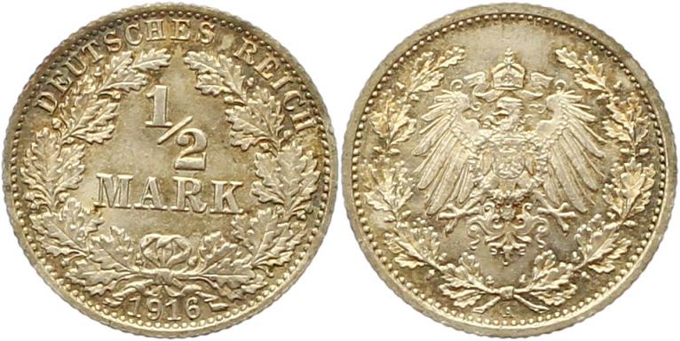  7891 Kaiserreich  1/2 Mark 1916 A   