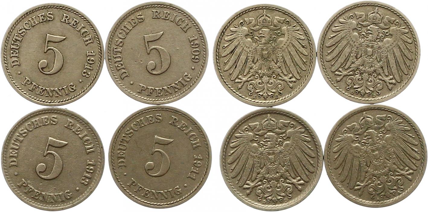  7899 Kaiserreich  4 x 5 Pfennig   
