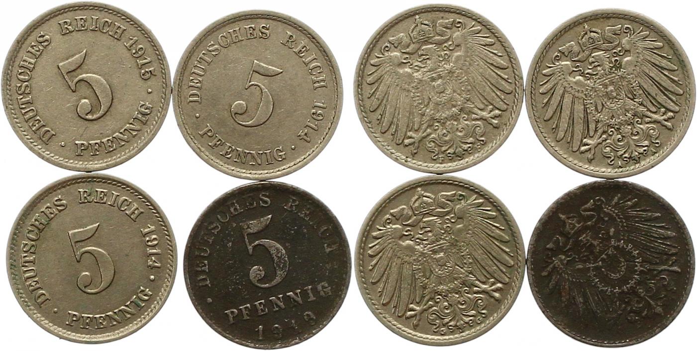  7900 Kaiserreich  4 x 5 Pfennig 1 x Eisen   