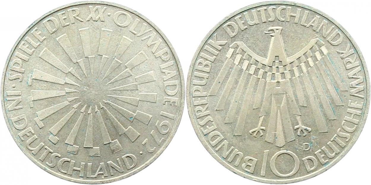  7901 10 Mark Olympiade 1972 D  9,69 Gramm Silber fein  vorzüglich   