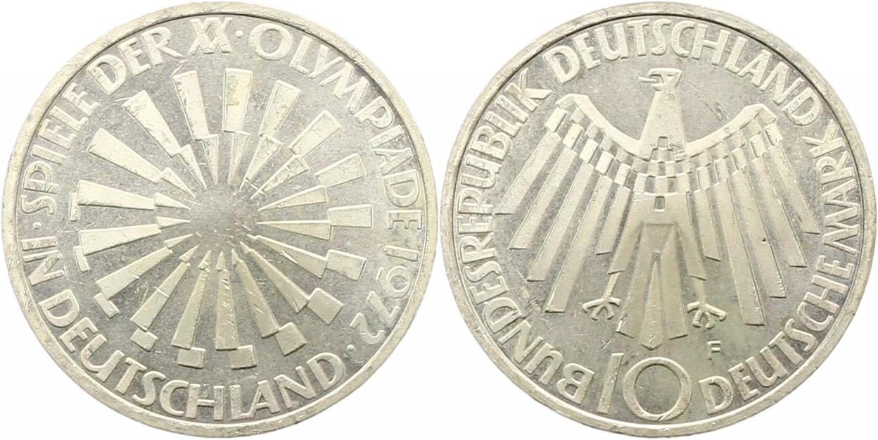  7903 10 Mark Olympiade 1972 F  9,69 Gramm Silber fein  vorzüglich   