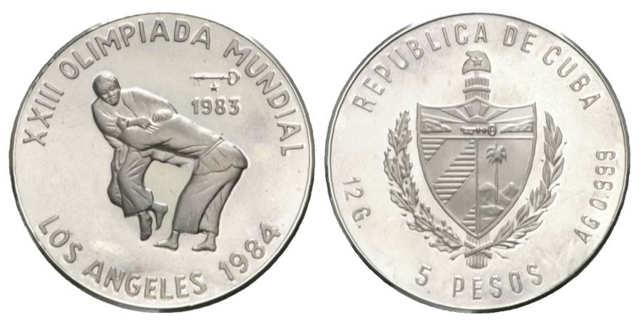  Olympische Spiele 1983 - 5 Pesos Cuba; PP, AG 12,01 g   