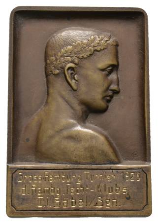  Hamburg Fecht-Klub, Plakette Bronze 1925; 81,65 g, H45,8xB67,6 mm   