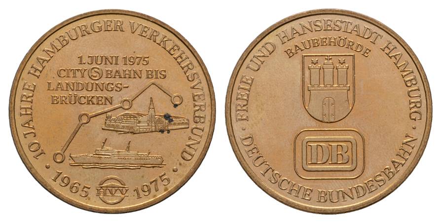  Hamburg DB, Medaille 1975; 13,45 g Ø 34,5 mm   