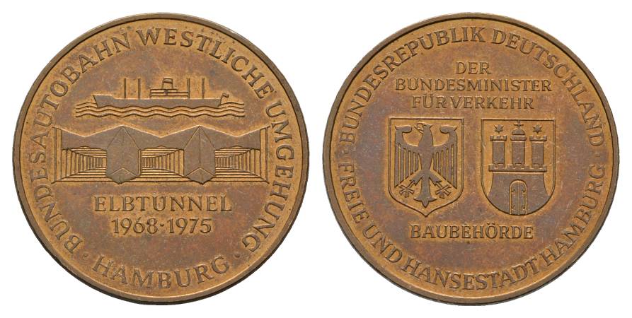  Hamburg, Bronzemedaille 1975; 13,43 g Ø 34,5 mm   