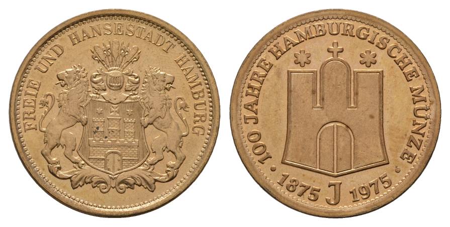  Hamburg, Bronzemedaille 1975; 13,36 g Ø 34,5 mm   