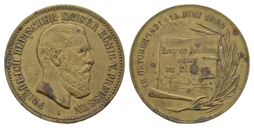  Preußen Bronzemedaille 1888; 26,09 g Ø 40,4 mm   