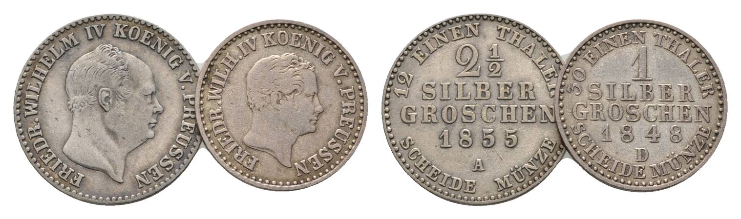  Preußen, 2 Kleinmünzen, 1855/ 1848   