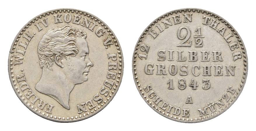  Preußen, 2 1/2 Silbergroschen, 1843   