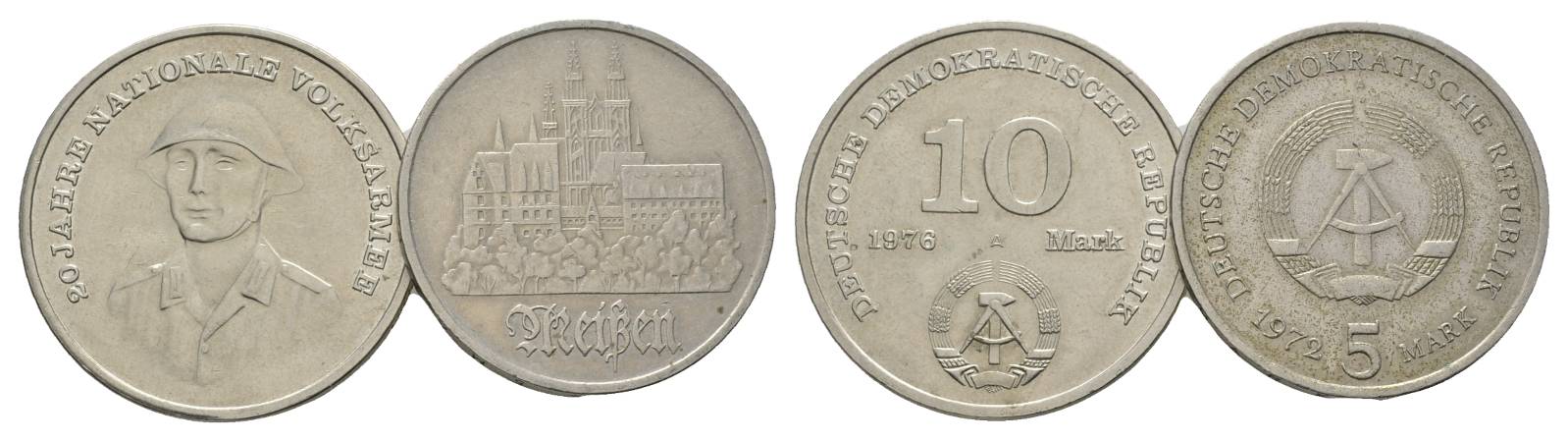  DDR, 5 Mark 1976 und 10 Mark 1972   