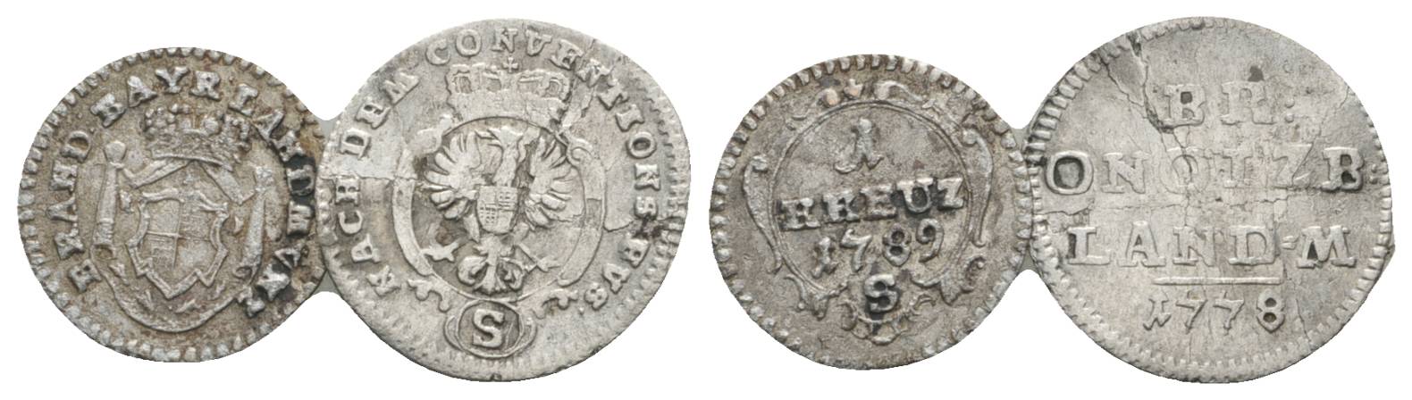  Altdeutschland, 2 Kleinmünzen (1789/1778)   