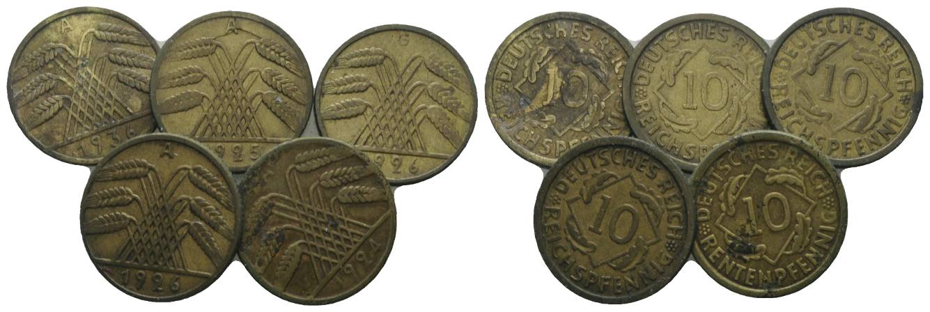  Weimarer Republik, 5 Kleinmünzen   