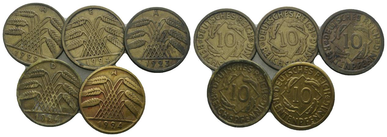  Weimarer Republik, 5 Kleinmünzen   