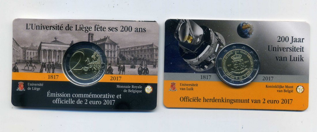 2 Euro 2017 200 Jahre Uni Lüttich in Coincard stempelglanz Wallonische Variante   