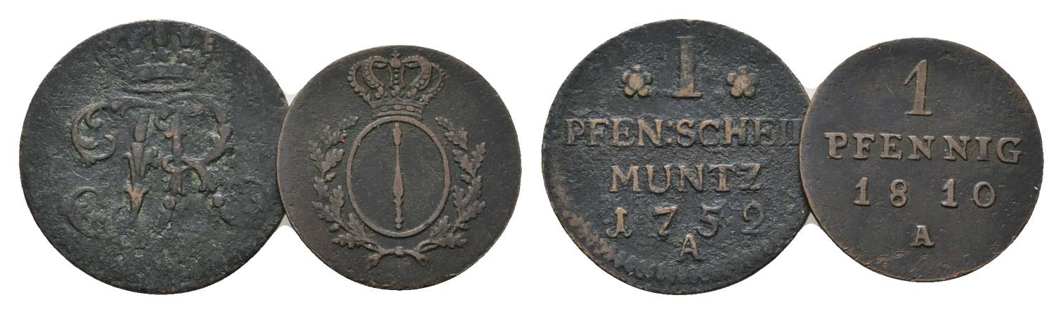  Altdeutschland, 2 Kleinmünzen (1759/1810)   