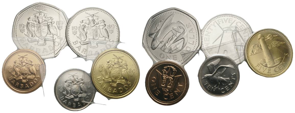  Barbados, 5 Kleinünzen (4x prägefrisch)   