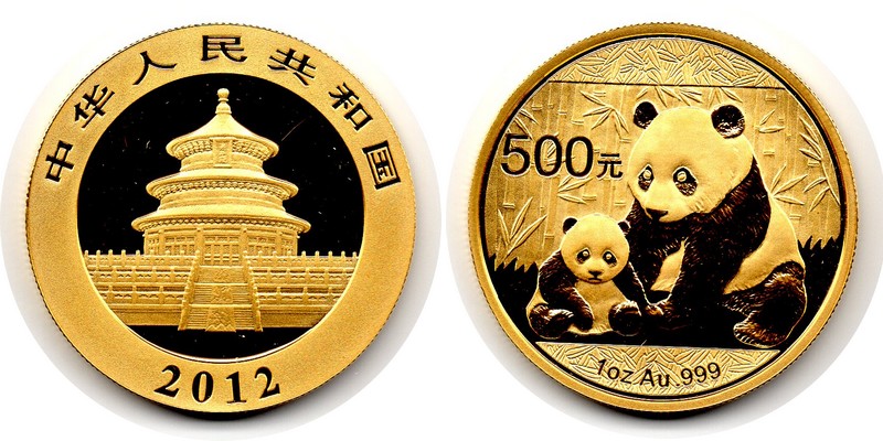China MM-Frankfurt Feingewicht: 31,1g Gold 500 Yuan (Panda) 2012 pp