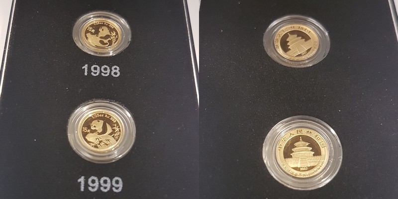 China MM-Frankfurt Feingewicht: 5 x 1,24g Gold 5 x 15 Yuan (Panda) 2007(1997-2002) PP