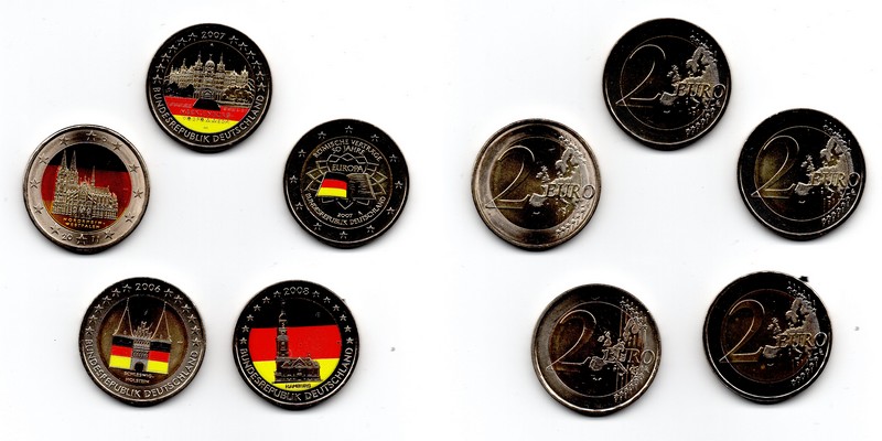  Deutschland   5x 2 Euro   Gedenkmünzen ver. Jgg.    FM-Frankfurt prägefrisch   