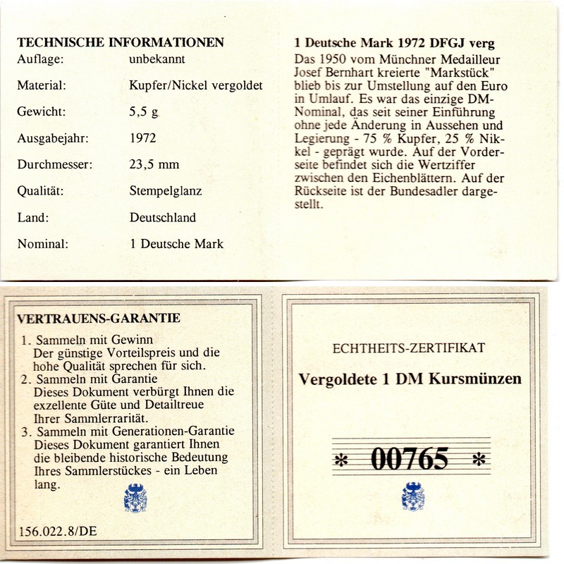  Deutschland  4 x 1 Mark  1972  FM-Frankfurt  stempelglanz   