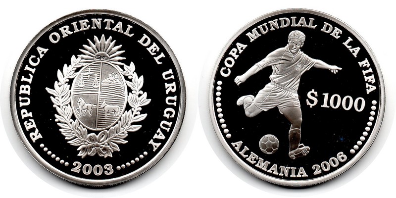  Uruguay  1000 Pesos  2003  FM-Frankfurt  Feingewicht: 24,98g  PP   