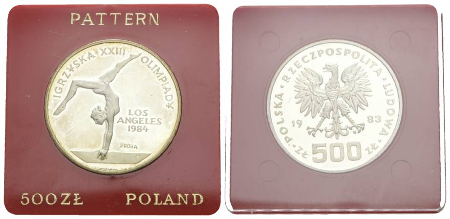 Polen, 500 Zloty 1983 Olympische Spiele, PP, Ag, Proba   