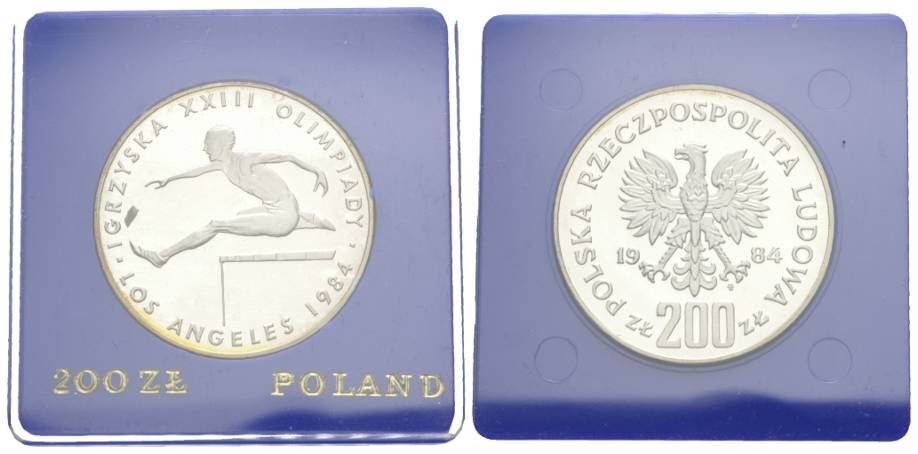  Polen, 200 Zloty 1984 Olympische Spiele, Ag, PP   