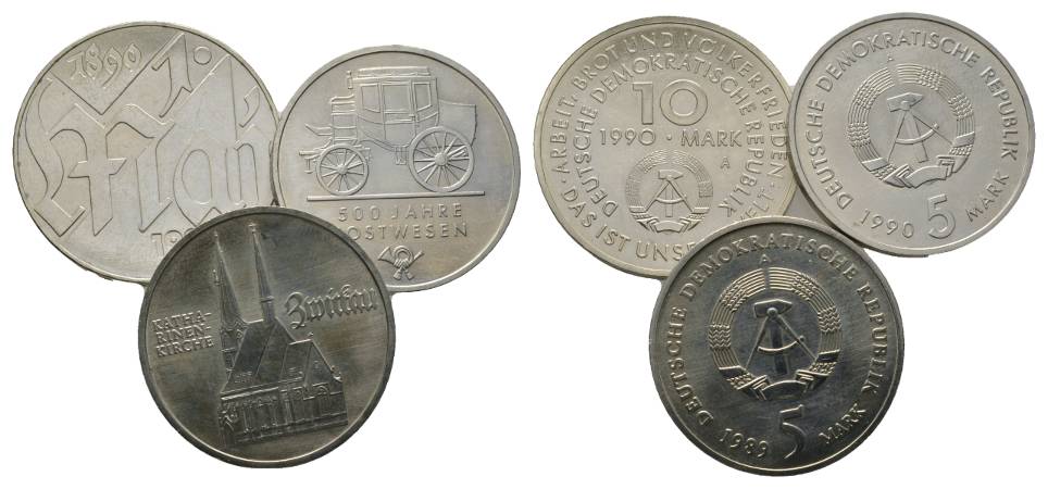  DDR, 10 Mark 1990; 5 Mark 1990/ 1989   