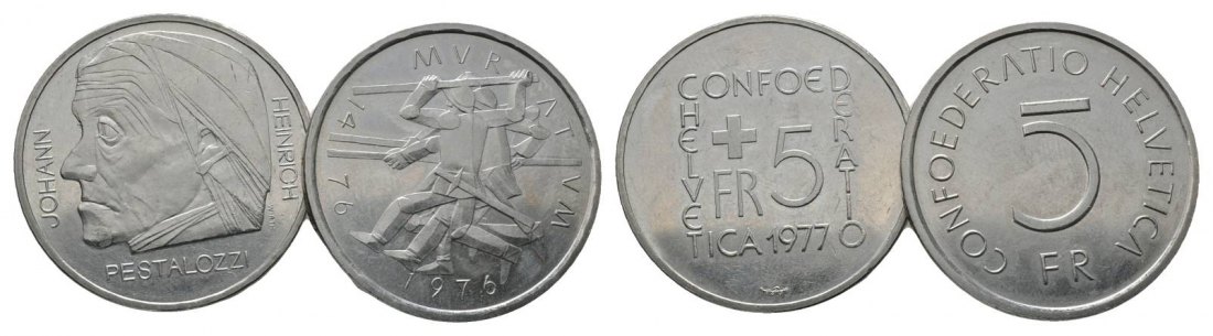  Schweiz, 5 Franken 1977/ 1976   