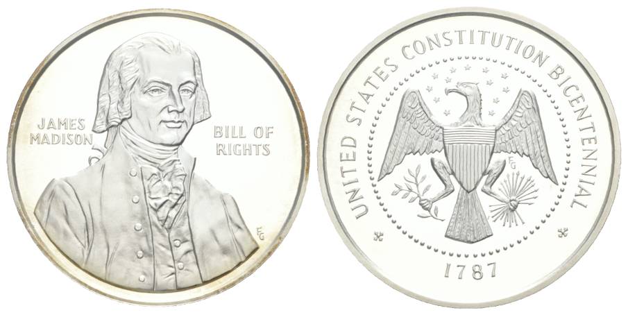  USA, Medaille 1987, PP, Ag, 23,68 g, Ø 38,6 mm   