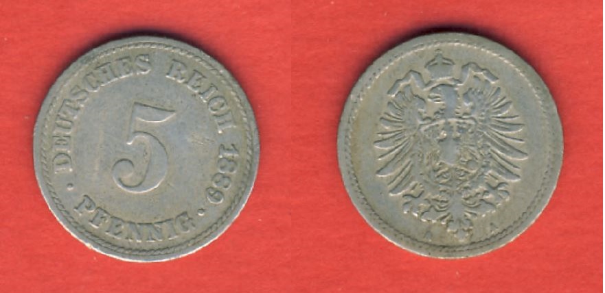  Kaiserreich 5 Pfennig 1889 A   