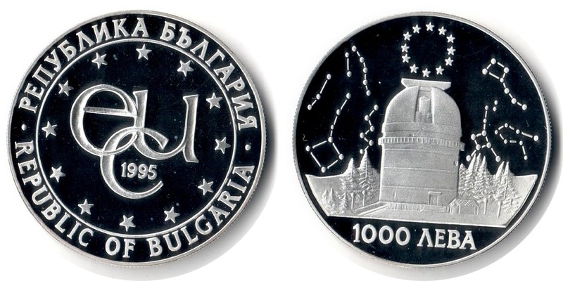  Bulgarien  1000 Leva  1995 FM-Frankfurt Feingewicht: 21,58g Silber PP   
