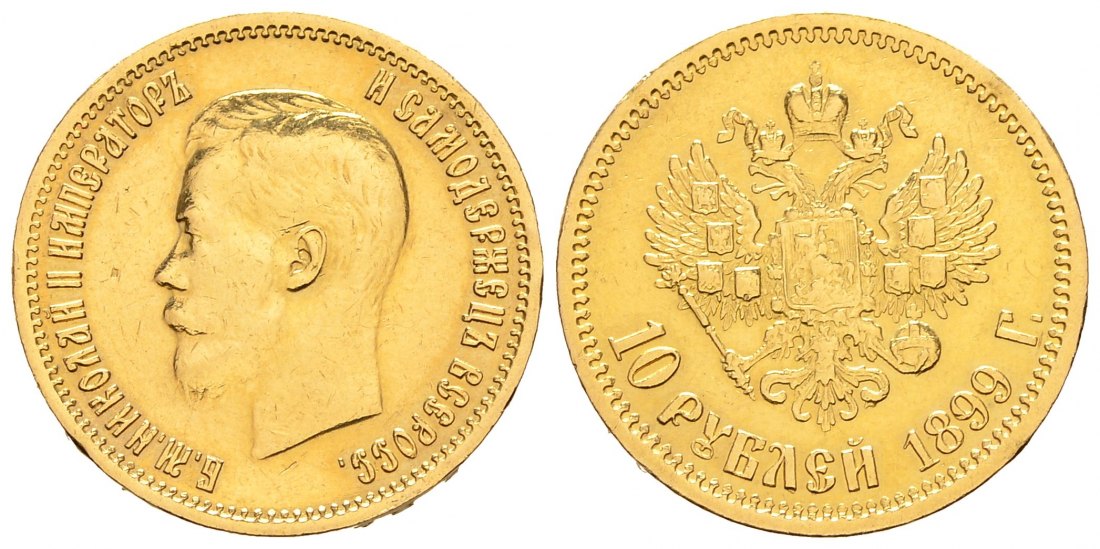 PEUS 8158 Russland 7,74 g Feingold. Zar Nikolaus II. (1894 - 1917) 10 Rubel GOLD 1899 EB Sehr schön