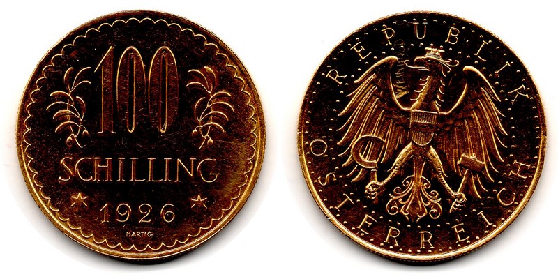 Österreich MM-Frankfurt Feingewicht: 21,17g Gold 100 Schilling 1926 sehr schön/vorzüglich