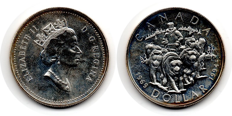  Kanada  1 Dollar 1994 FM-Frankfurt Feingewicht: 24,21g Silber vorzüglich aus pp   
