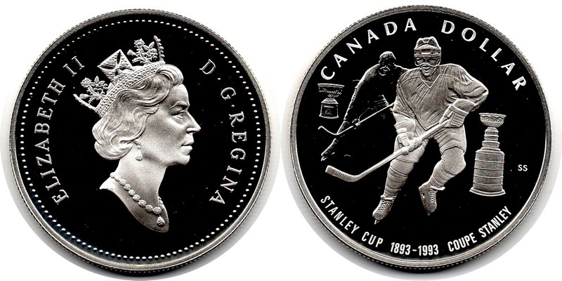  Kanada  1 Dollar 1993  FM-Frankfurt  Feingewicht: 23,28g  Silber PP   