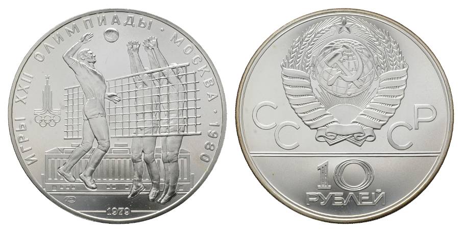  Russland, 10 Rubel 1979 Olympische Spiele, Ag   