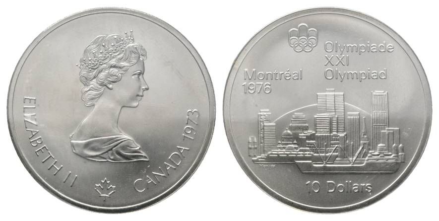  Canada, 10 Dollar 1973 Olympische Spiele, Ag   