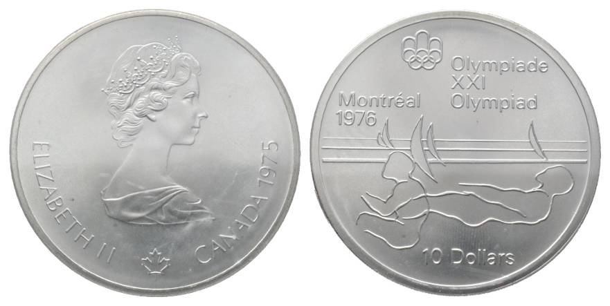  Canada, 10 Dollar 1975 Olympische Spiele, Ag   