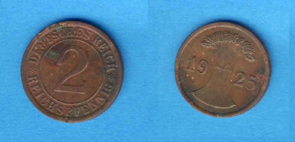  Weimarer Republik 2 Reichspfennig 1925 A   