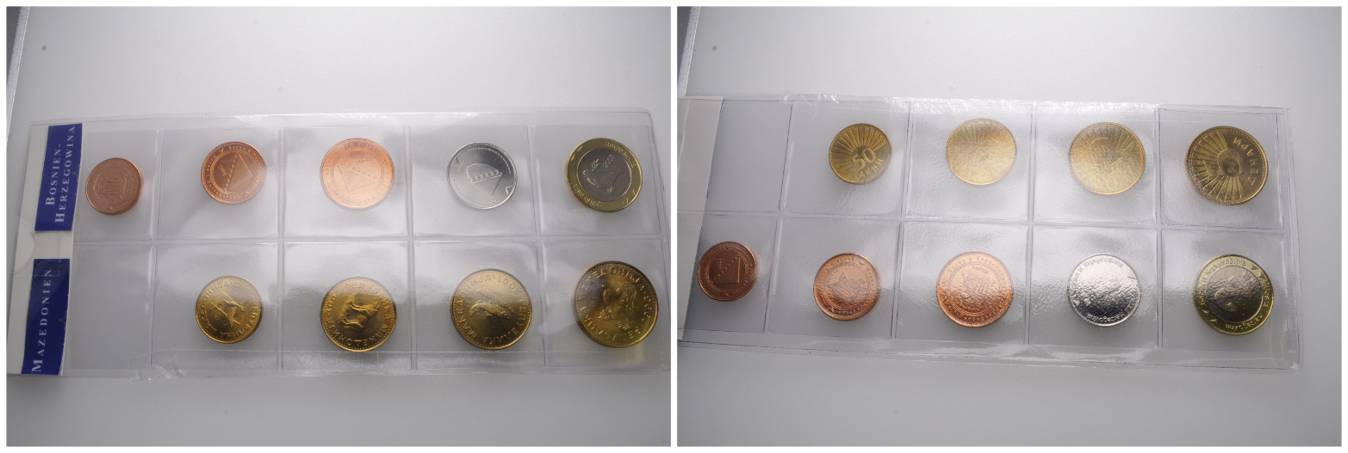  Mazedonien, 4 Kleinmünzen, Bosnien-Herzegowina, 5 Kleinmünzen   