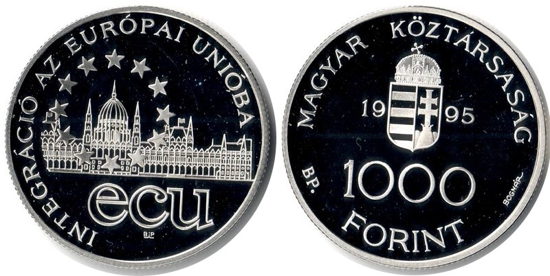  Ungarn  1000 Forint  1995  FM-Frankfurt  Feingewicht: 29,10g Silber PP   