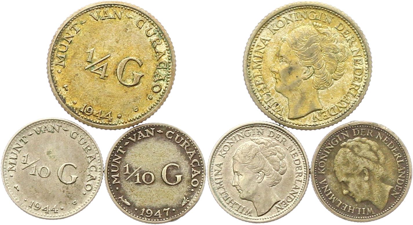  8041 Niederlande für Curacau 3 Silbermünzen   