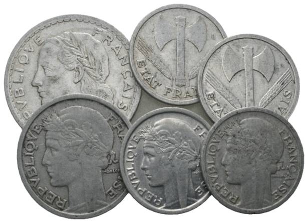  Frankreich, diverse Kleinmünzen, Aluminium   
