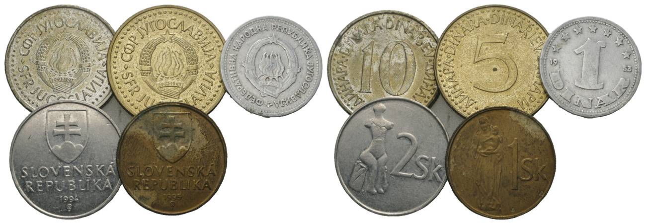  Slowenien, Jugoslawien, diverse Kleinmünzen   