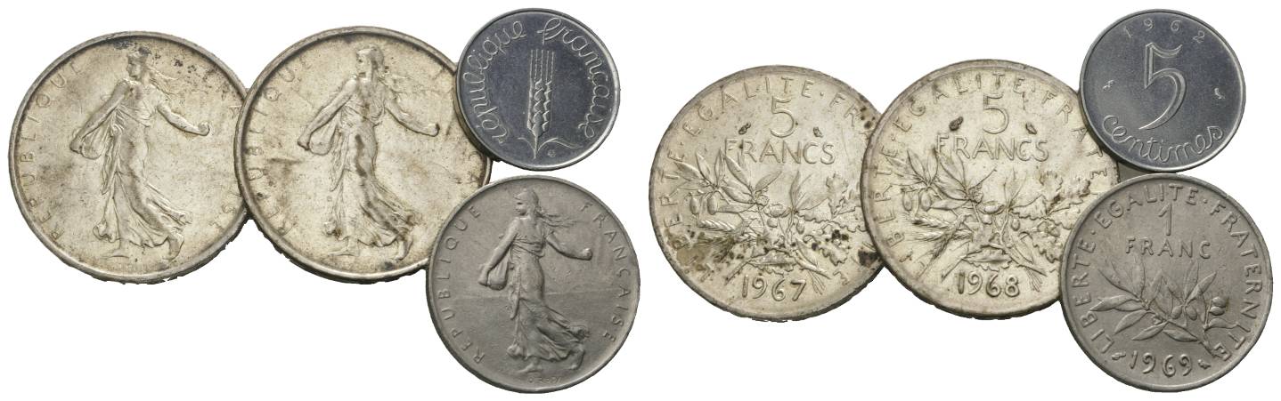  Frankreich, 5 Francs 1967/ 1968, 1 Franc, 5 Centimes   