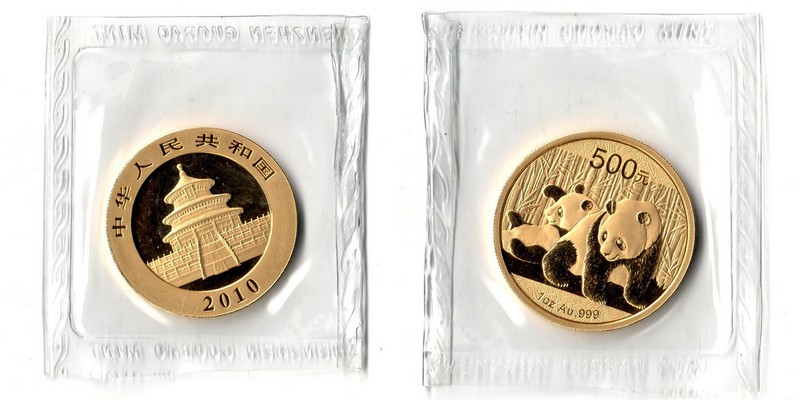 China MM-Frankfurt Feingewicht: 31,1g Gold 500 Yuan 2010 stempelglanz (eingeschweisst)