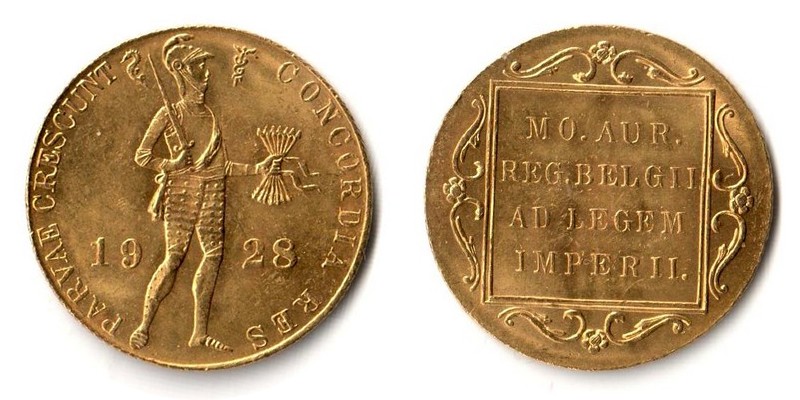 Niederlande MM-Frankfurt  Feingewicht: 3,43g Gold 1 Dukat 1928 sehr schön/vorzüglich